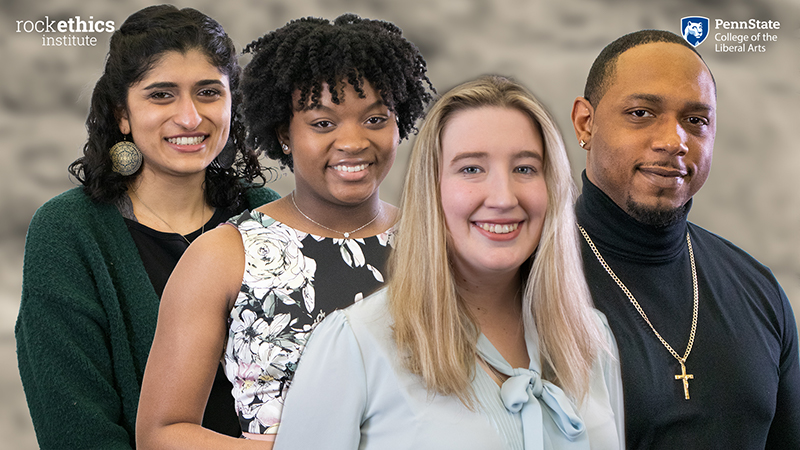 Picture of the After receiving a record number of nominations from eight of Penn State’s colleges this year, the selection committee presented the Stand Up Award to Erin Brow, Priya Hosangadi, Divine Lipscomb, and Genevievre Miller