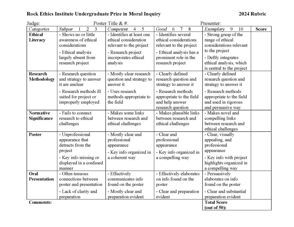 Rock Ethics Institute Undergraduate Prize in Moral Inquiry - Rock ...